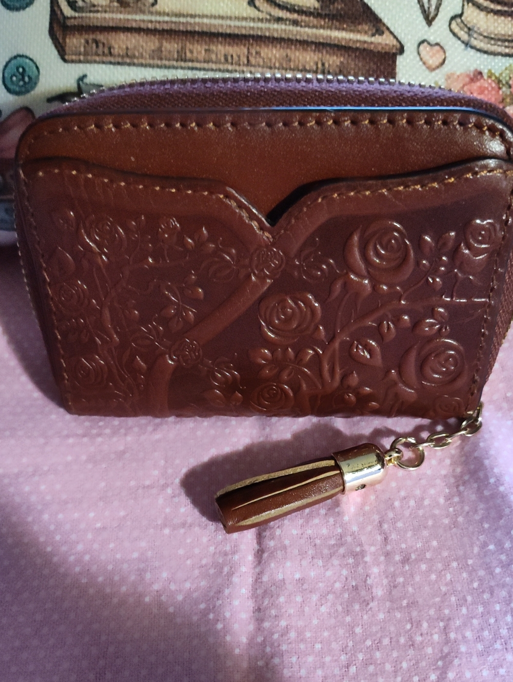 Pijushi Card Holder Tooled Cow Leather